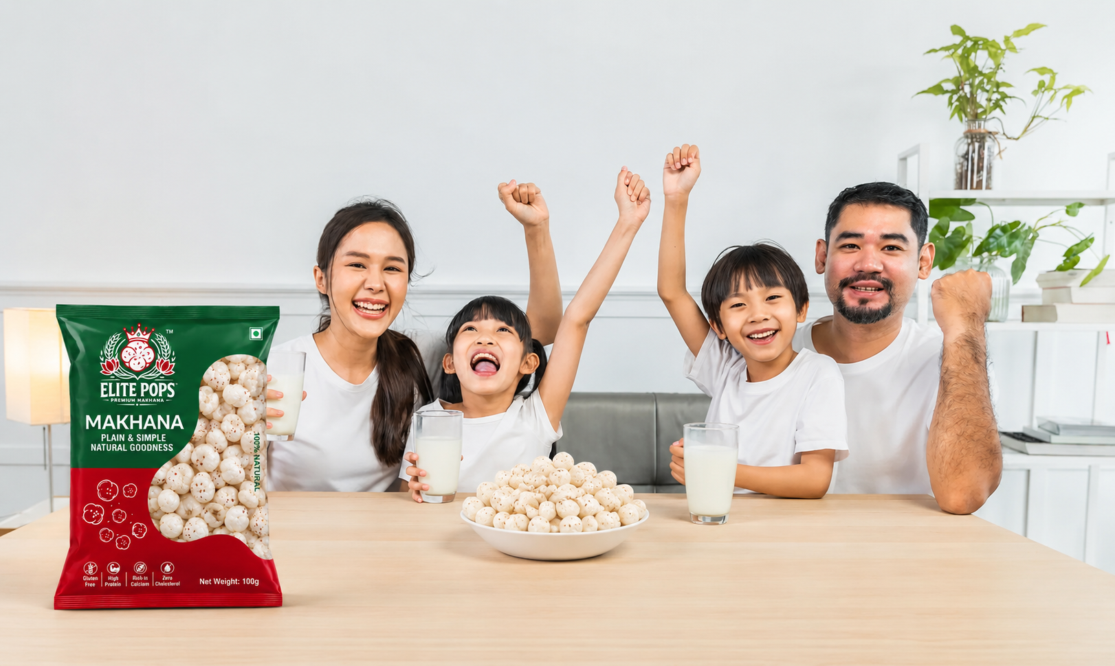 Happy family enjoying Elite Pops snacks together
